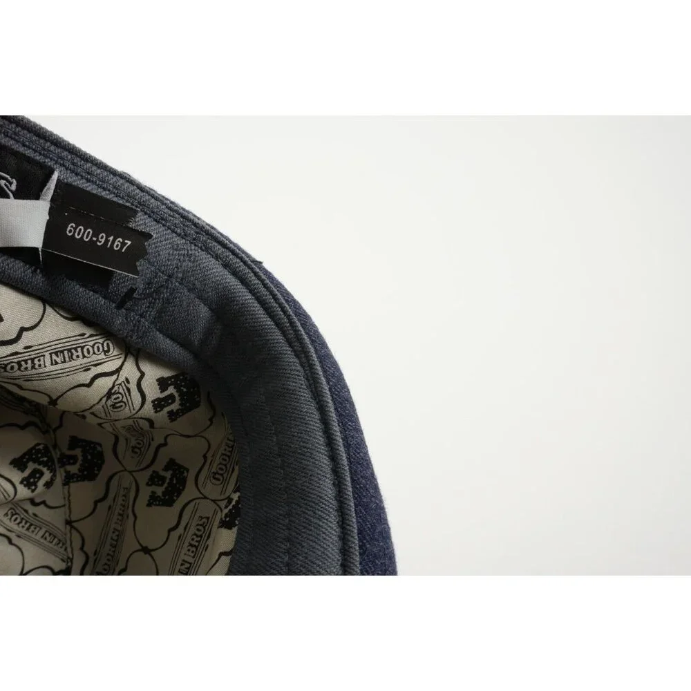 Goorin Bros Blue Twill Fedora Hat with Striped Band Men's Medium Navy Blue‎